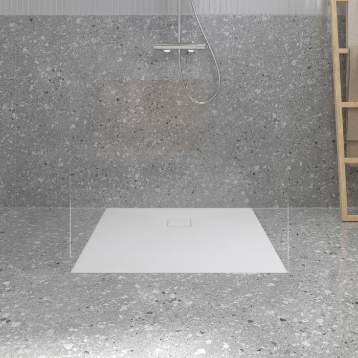 Ideal Standard Lastani Duschwanne 90 x 90 cm aus Sanitär-Acryl mit Polymer-Mineralgusskern (StoneTech™), Antirutsch-Oberfläche, bodenebener Einbau