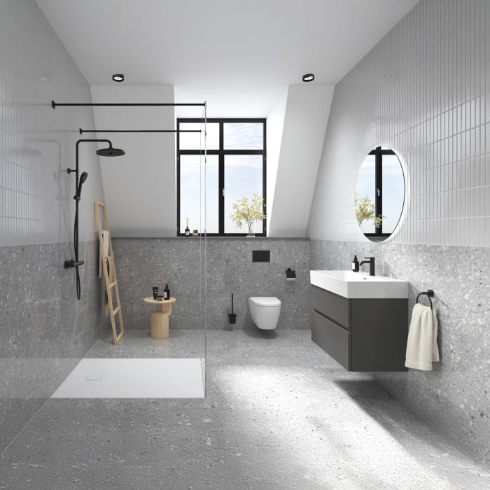 Ideal Standard Lastani Duschwanne 90 x 90 cm aus Sanitär-Acryl mit Polymer-Mineralgusskern (StoneTech™), Antirutsch-Oberfläche, bodenebener Einbau