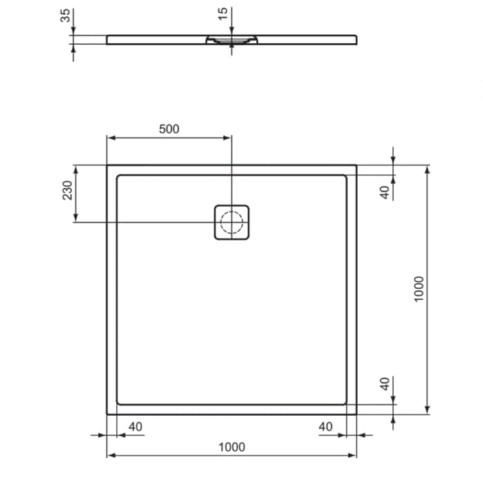 Ideal Standard Ultra Flat Evo Brausewanne 100 x 100 cm