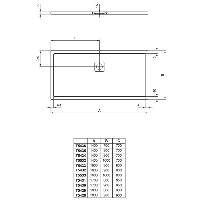 Ideal Standard Ultra Flat Evo Brausewanne 160 x 90 cm