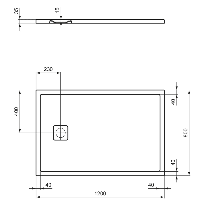 Ideal Standard Ultra Flat Evo Brausewanne 120 x 80 cm