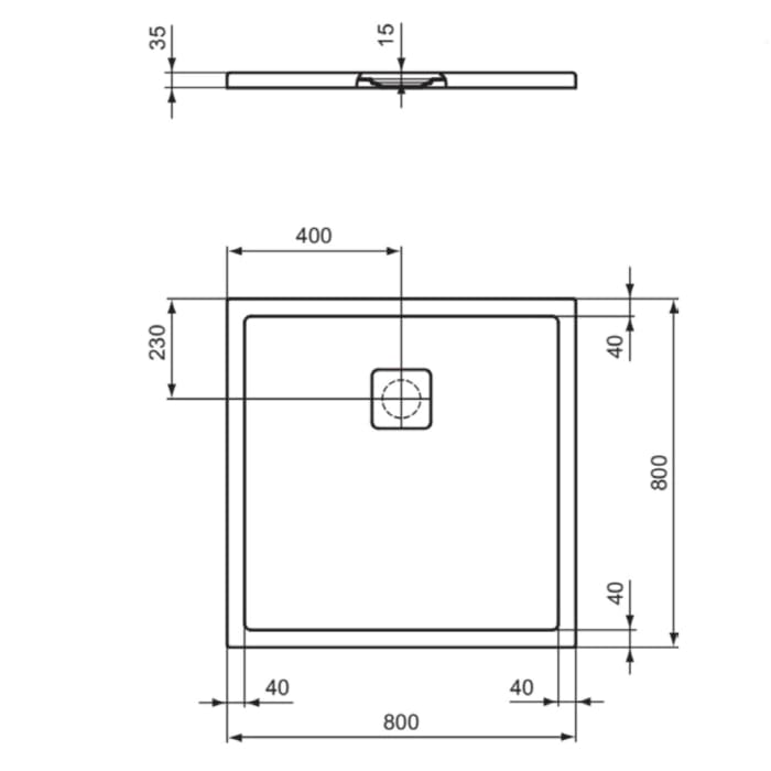 Ideal Standard Ultra Flat Evo Brausewanne 80 x 80 cm