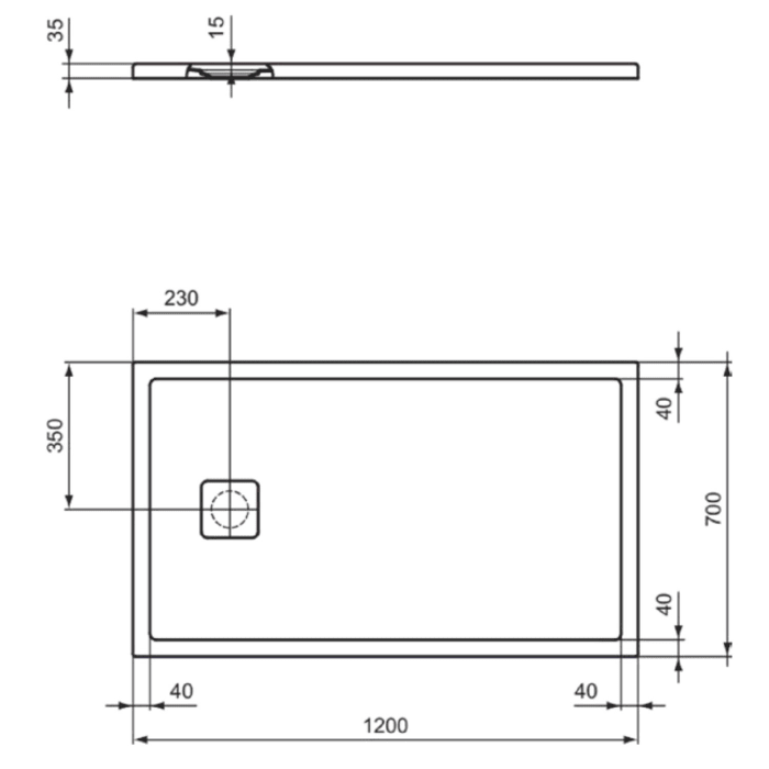 Ideal Standard Ultra Flat Evo Brausewanne 120 x 70 cm