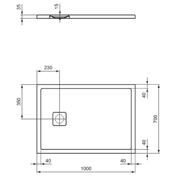 Ideal Standard Ultra Flat Evo Brausewanne 100 x 70 cm