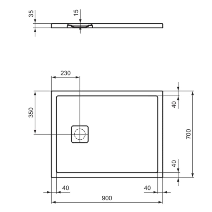 Ideal Standard Ultra Flat Evo Brausewanne 90 x 70 cm
