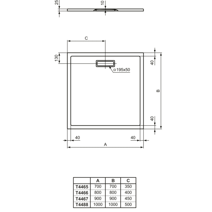 Ideal Standard Ultra Flat New Quadrat-Brausewanne 80 x 80 cm