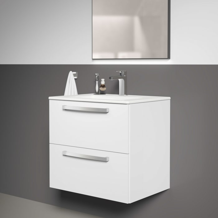 Ideal Standard Eurovit Waschtisch, 1 Hahnloch, mit Überlauf, 61 x 45 x 14 cm