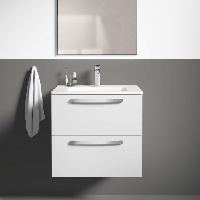 Ideal Standard Eurovit Waschtisch, 1 Hahnloch, mit Überlauf, 61 x 45 x 14 cm