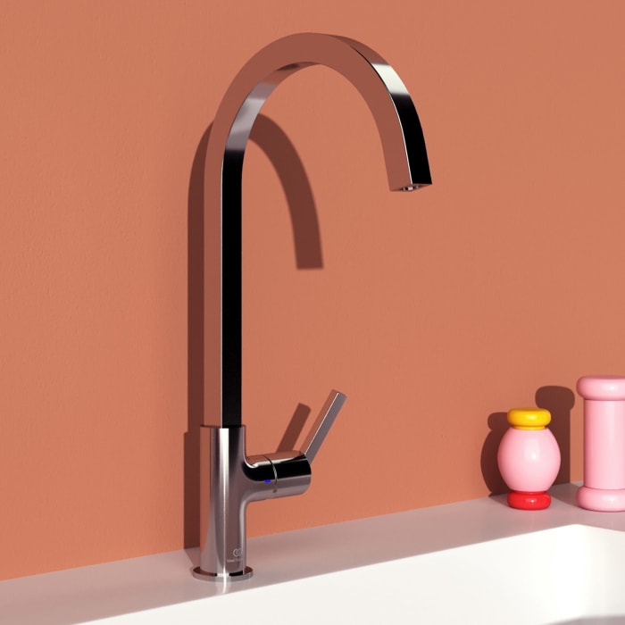 Ideal Standard Gusto Küchenarmatur Ausladung 20,4 cm Niederdruck eckiger Auslauf