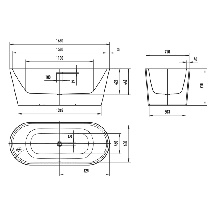 Kaldewei MEISTERSTÜCK CLASSIC DUO OVAL Mod.1021-4034 165 x 71 cm, mit Überlauf und Ablaufdeckel emailliert