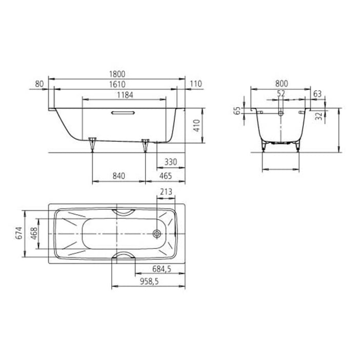 Kaldewei CAYONO STAR Mod. 757 Badewanne 180 x 80 cm, mit Grifflöcher