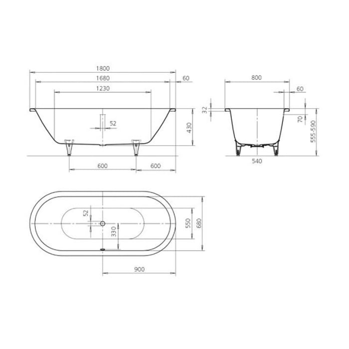 Kaldewei CLASSIC DUO OVAL Mod. 111 Badewanne 180 x 80 cm