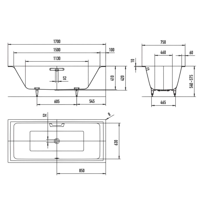Kaldewei PURO NEXT DUO Mod. 1438 Badewanne 170 x 75 cm