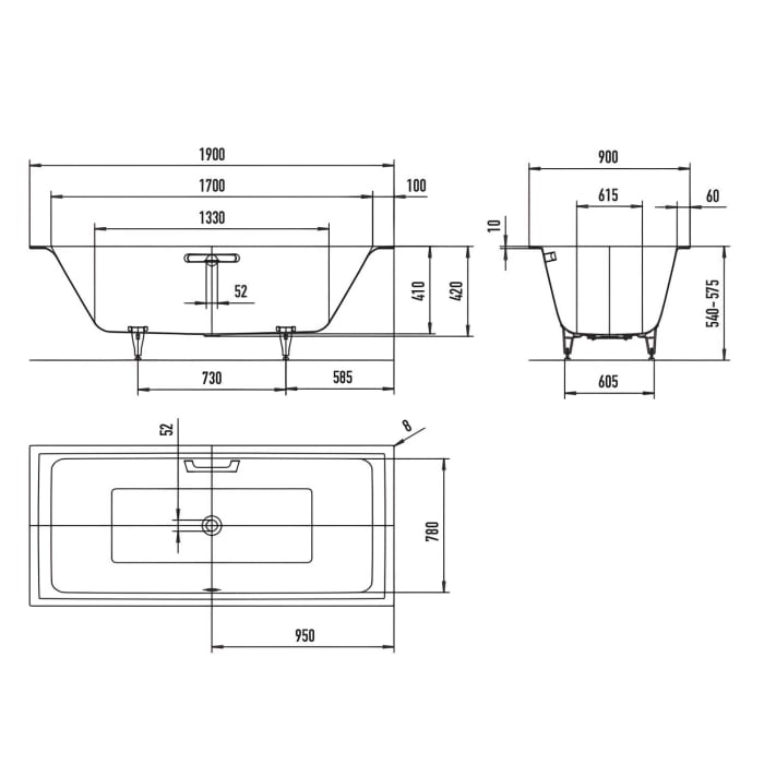 Kaldewei PURO NEXT DUO Mod. 1440 Badewanne 190 x 90 cm