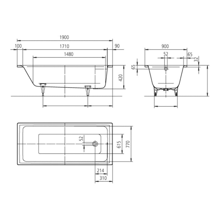 Kaldewei TEMPER Badewanne 190 x 90 cm