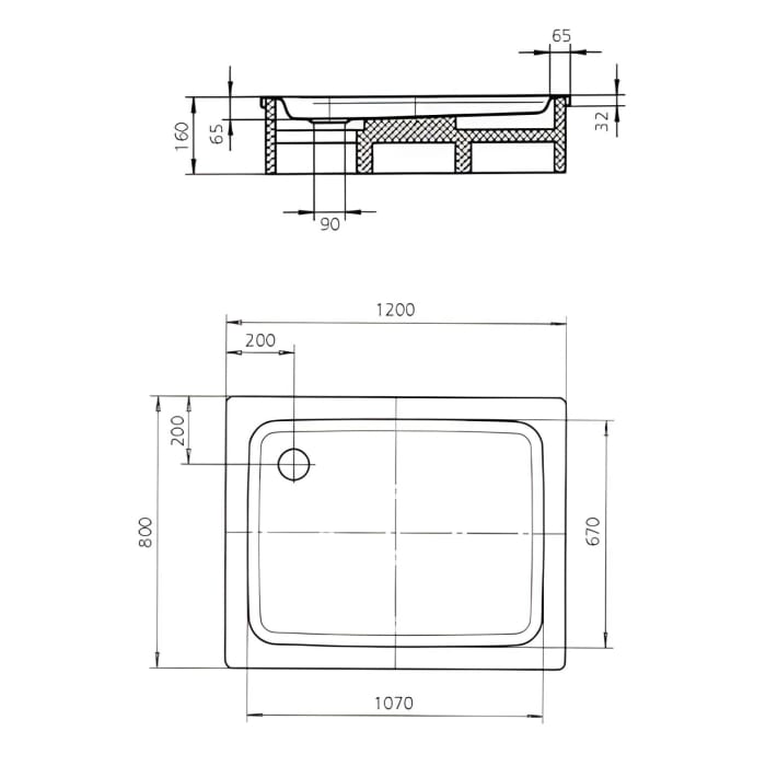 Kaldewei Duschplan 555-1 Duschwanne 80 x 120 x 6,5 cm mit Perl-Effekt