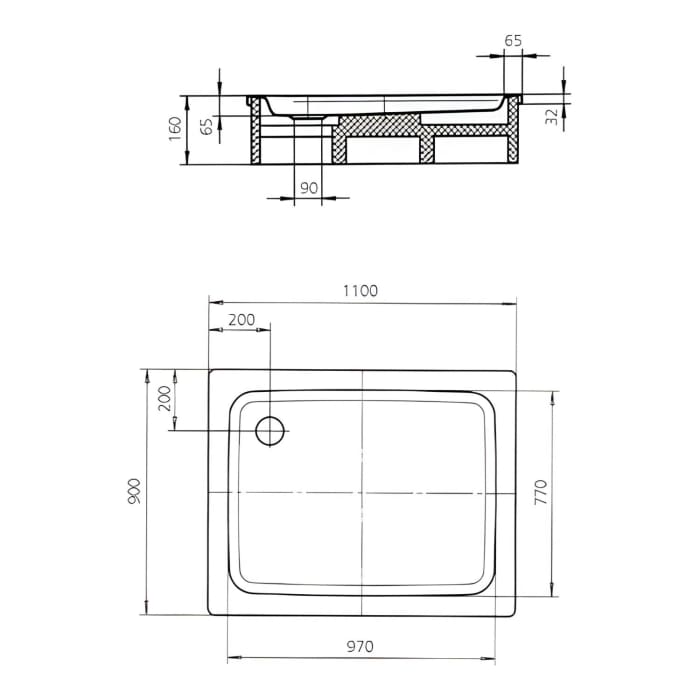 Kaldewei Duschplan 419-1 Duschwanne 90 x 110 x 6,5 cm