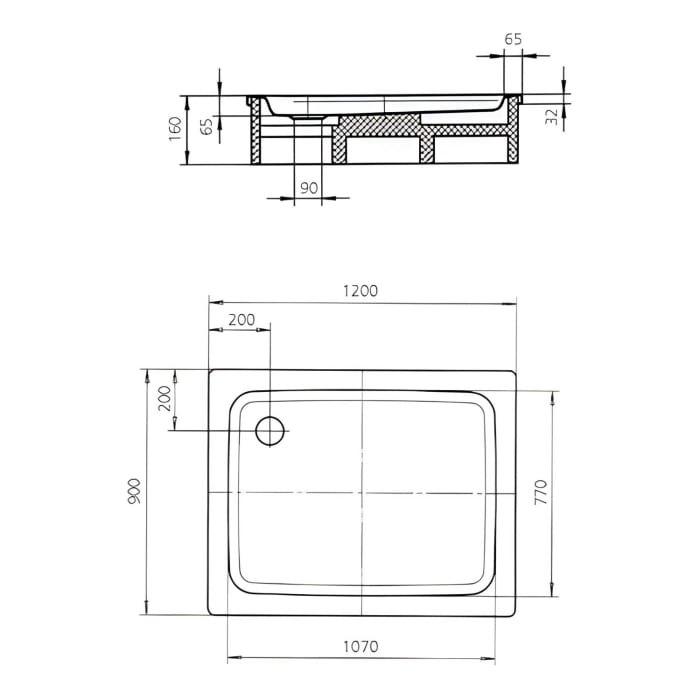 Kaldewei Duschplan 420-1 Duschwanne 90 x 120 x 6,5 cm mit Perl-Effekt