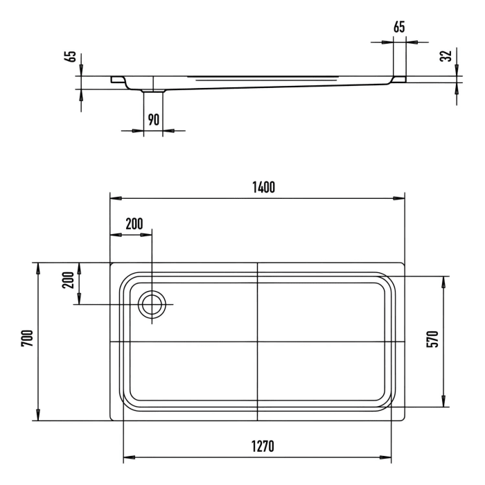 Kaldewei Duschplan 423-1 Duschwanne 70 x 140 x 6,5 cm mit Perl-Effekt