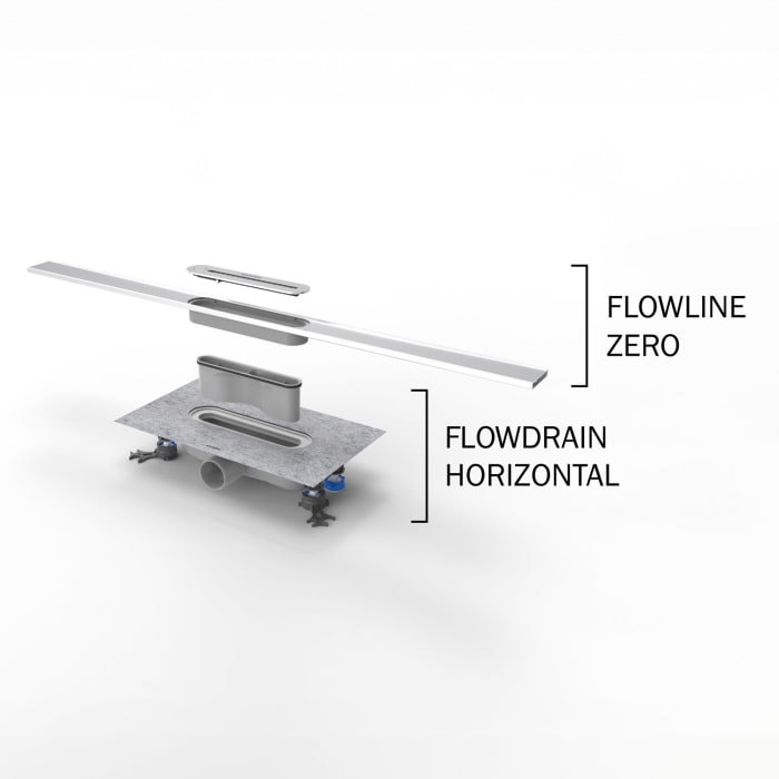 Kaldewei FLOW Duschrinnen-Set 120 cm Ablauf horizontal regular