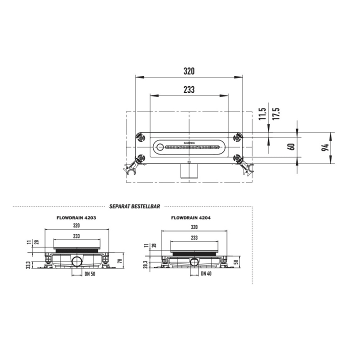 Kaldewei FLOWPOINT ZERO 2410 Duschablauf 23,3 x 6 cm