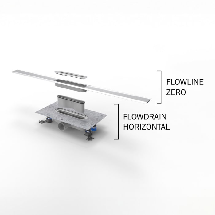 Kaldewei FLOW Duschrinnen-Set 90 cm Ablauf horizontal regular