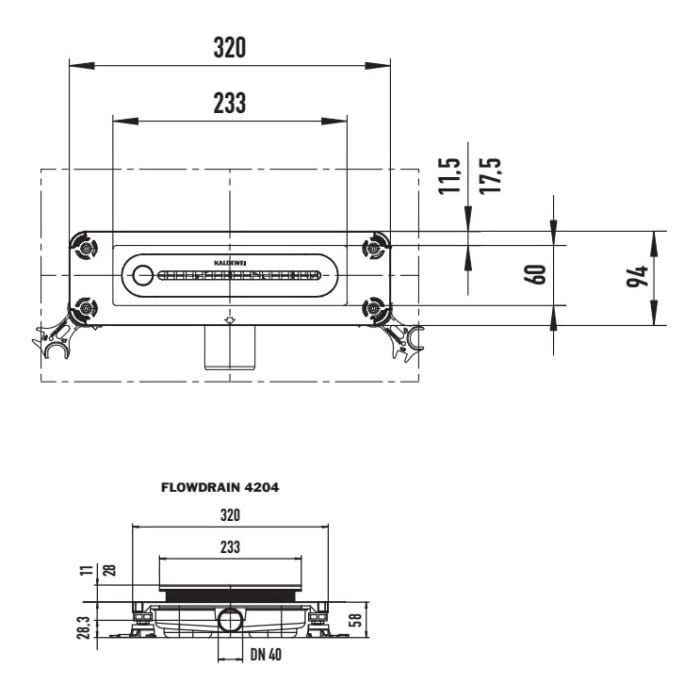 Kaldewei FLOWPOINT-Set Punktablauf 2410 mit FLOWDRAIN 4204 horizontal flat