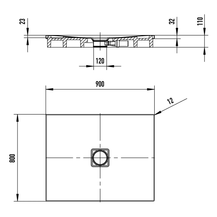 Kaldewei CONOFLAT 780-2 Duschwanne 80 x 90 cm mit Perl-Effekt, inkl. Wannenträger