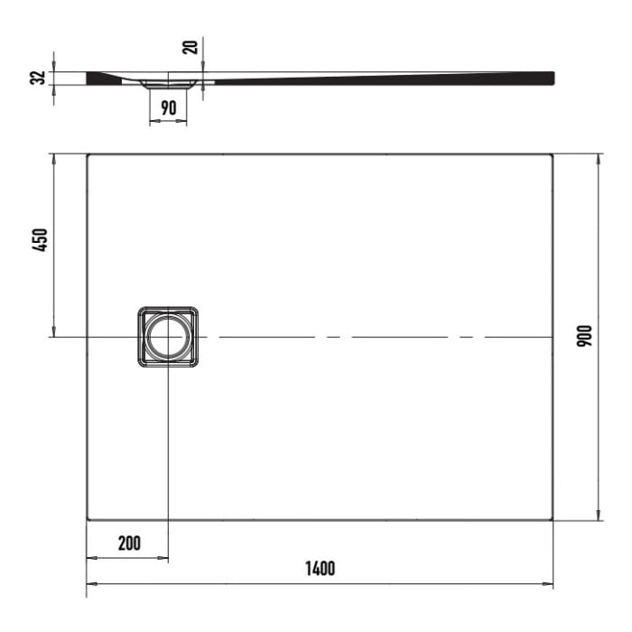 Kaldewei ALUVIA 3264 Duschwanne 90 x 140 cm mit SolidLite und Invisible Grip