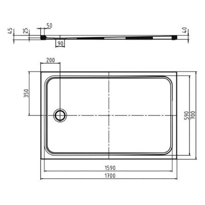 Kaldewei CAYONOPLAN 2278-5 Duschwanne 70 x 170 cm, mit Perl-Effekt und Antislip, inkl. Wannenträger extraflach