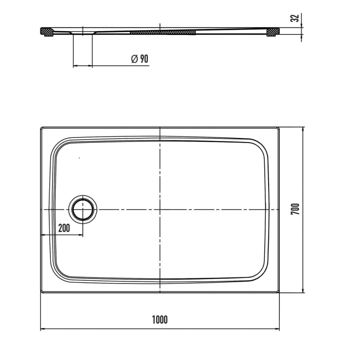 Kaldewei CAYONOPLAN 2221-5 Duschwanne 70 x 100 cm, inkl. Wannenträger extraflach