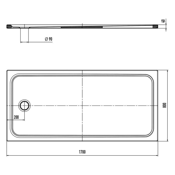 Kaldewei CAYONOPLAN 2223-5 Duschwanne 80 x 170 cm, mit Perl-Effekt und Antislip, inkl. Wannenträger extraflach