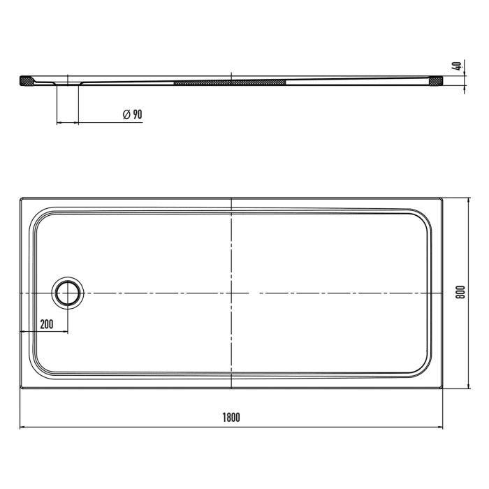 Kaldewei CAYONOPLAN 2224-5 Duschwanne 80 x 180 cm, mit Vollantislip, inkl. Wannenträger extraflach