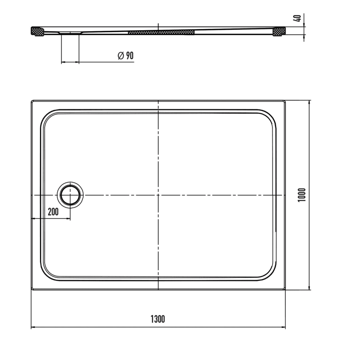 Kaldewei CAYONOPLAN 2228-5 Duschwanne 100 x 130 cm, mit Perl-Effekt, inkl. Wannenträger extraflach
