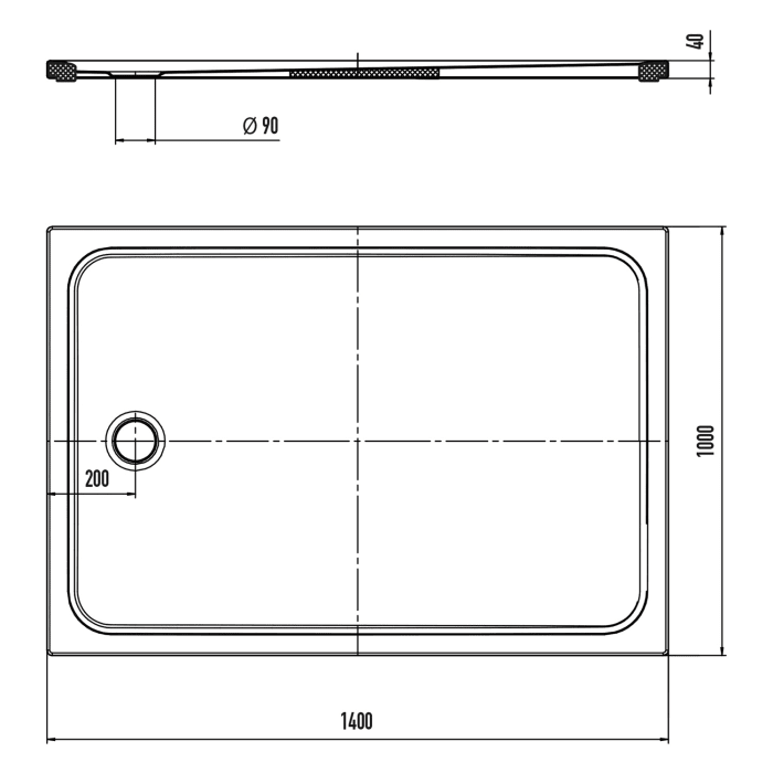 Kaldewei CAYONOPLAN 2229-5 Duschwanne 100 x 140 cm, mit Secure Plus, inkl. Wannenträger extraflach