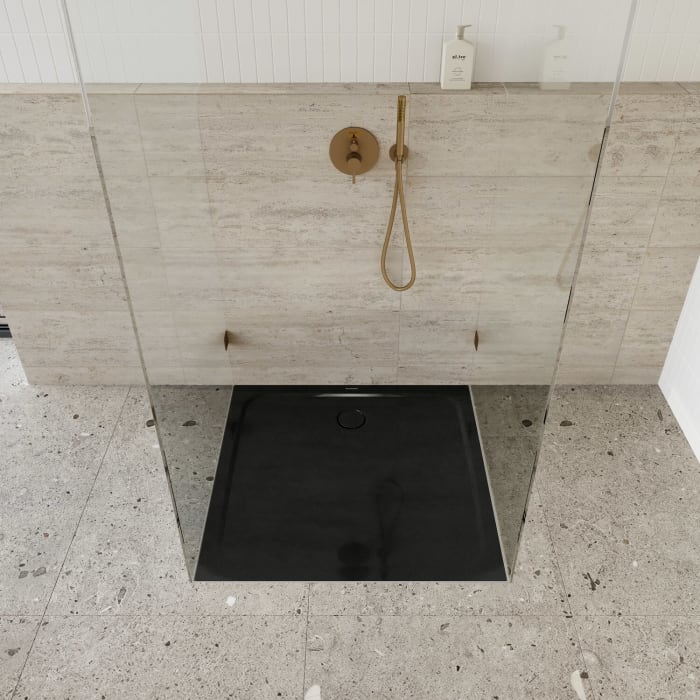 Kaldewei CAYONOPLAN 2254-5 Duschwanne 90 x 90 cm, mit Perl-Effekt und Antislip, inkl. Wannenträger extraflach