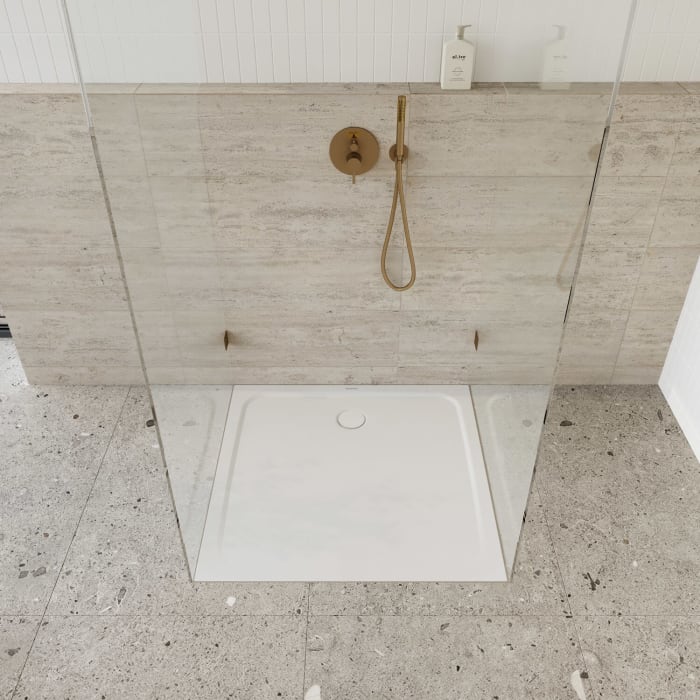 Kaldewei CAYONOPLAN 2254-5 Duschwanne 90 x 90 cm, mit Perl-Effekt und Vollantislip, inkl. Wannenträger extraflach