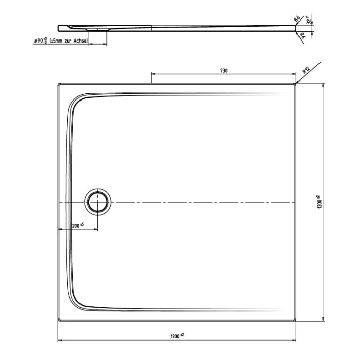 Kaldewei CAYONOPLAN MULTISPACE 2330-1 Duschwanne 120 x 120 cm mit Antidröhn-Matten
