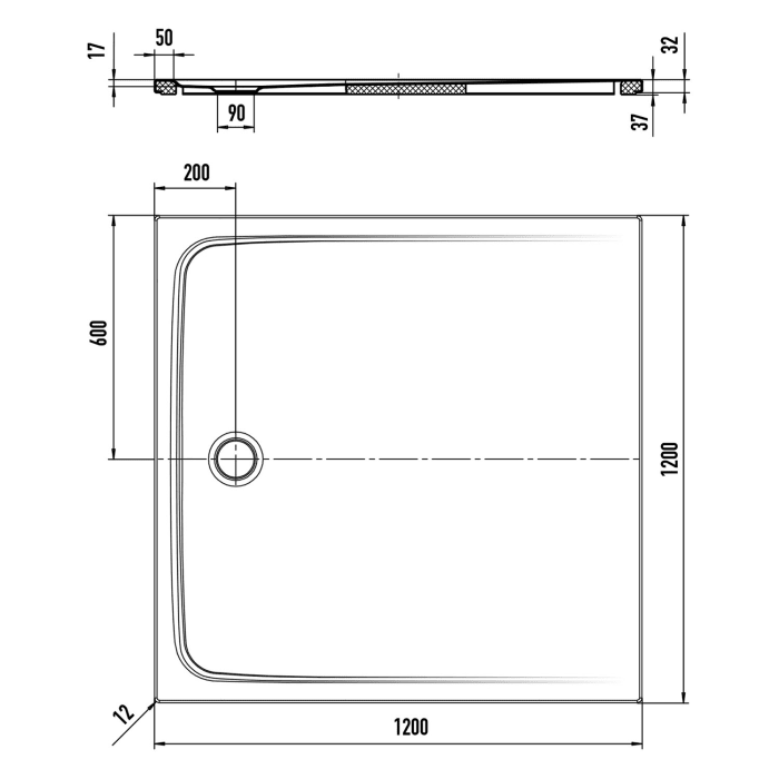 Kaldewei CAYONOPLAN MULTISPACE 2330-5 Duschwanne 120 x 120 cm mit Antidröhn-Matten, inkl. Wannenträger extraflach