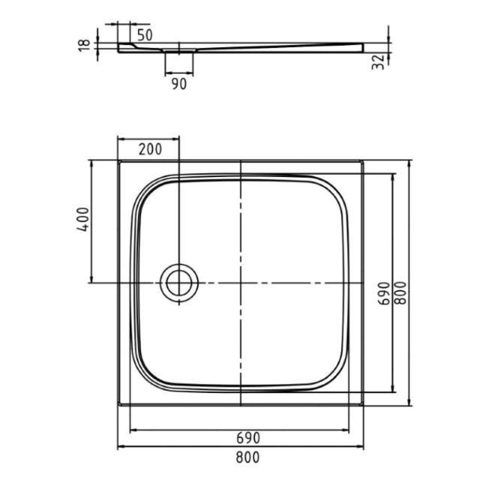 Kaldewei CAYONOPLAN 2251-1 Duschwanne 80 x 80 cm, mit Invisible Grip