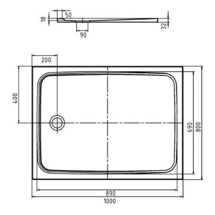 Kaldewei CAYONOPLAN 2256-1 Duschwanne 80 x 100 cm, mit Perl-Effekt und Antislip