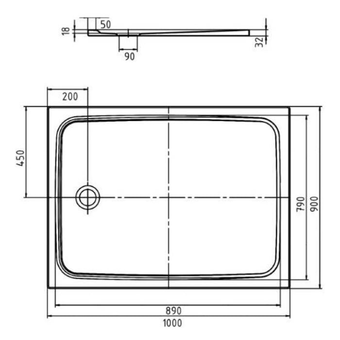 Kaldewei CAYONOPLAN 2257-1 Duschwanne 90 x 100 cm, mit Perl-Effekt und Antislip