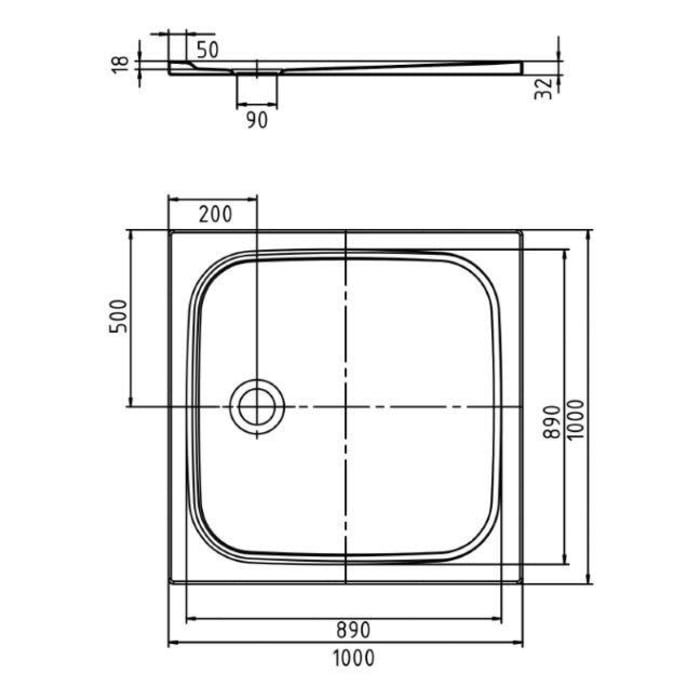 Kaldewei CAYONOPLAN 2258-1 Duschwanne 100 x 100 cm, mit Antislip