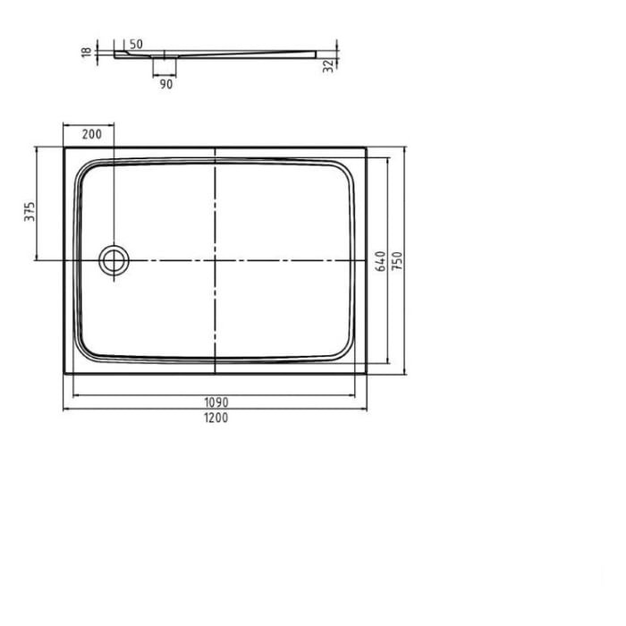 Kaldewei CAYONOPLAN 2261-1 Duschwanne 75 x 120 cm, mit Perl-Effekt und Antislip