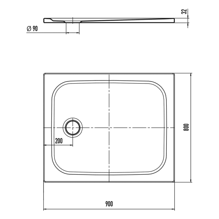 Kaldewei CAYONOPLAN 2220-1 Duschwanne 80 x 90 cm, mit Secure Plus
