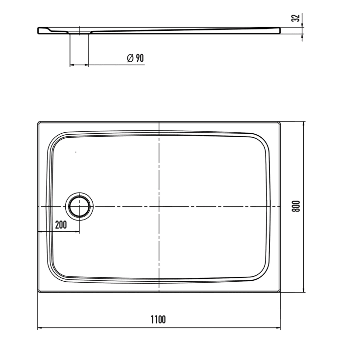 Kaldewei CAYONOPLAN 2222-1 Duschwanne 80 x 110 cm, mit Perl-Effekt