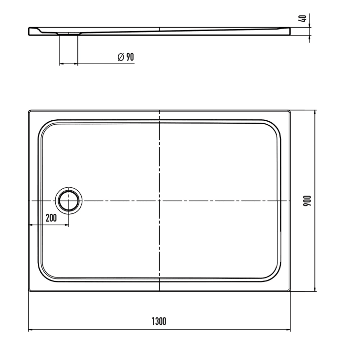 Kaldewei CAYONOPLAN 2225-1 Duschwanne 90 x 130 cm, mit Secure Plus