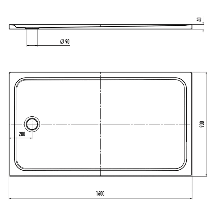 Kaldewei CAYONOPLAN 2226-1 Duschwanne 90 x 160 cm, mit Secure Plus
