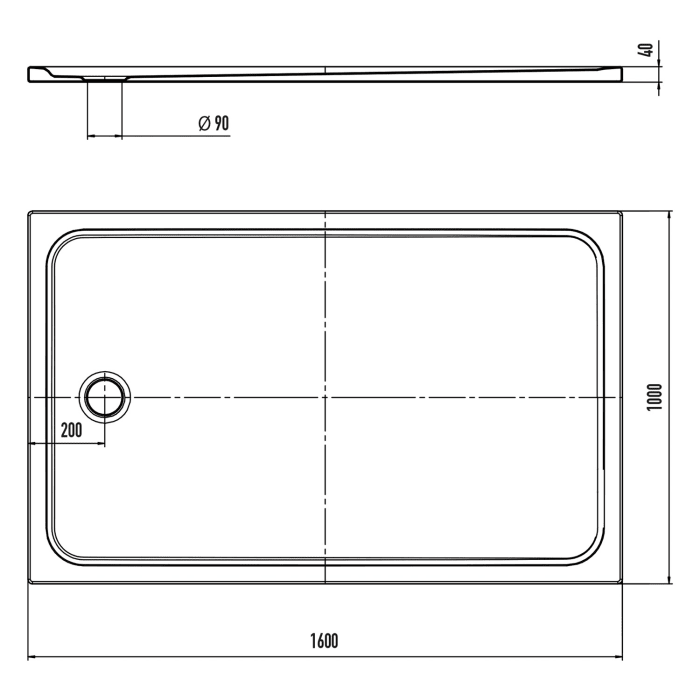 Kaldewei CAYONOPLAN 2230-1 Duschwanne 100 x 160 cm, mit Secure Plus