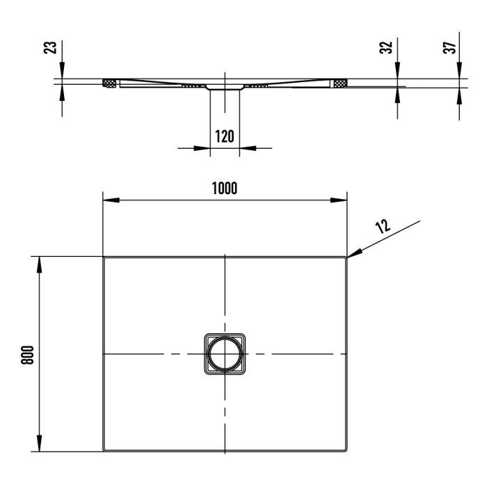Kaldewei CONOFLAT 781-5 Duschwanne 80 x 100 cm mit Invisible Grip, inkl. Wannenträger extraflach